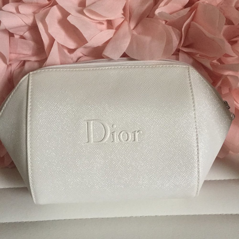 Dior - White Glitter Cosmetic Bag